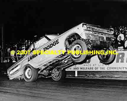 Lions Rare Photographic Memories drag racing photo - Landy, Night Wheel Stand